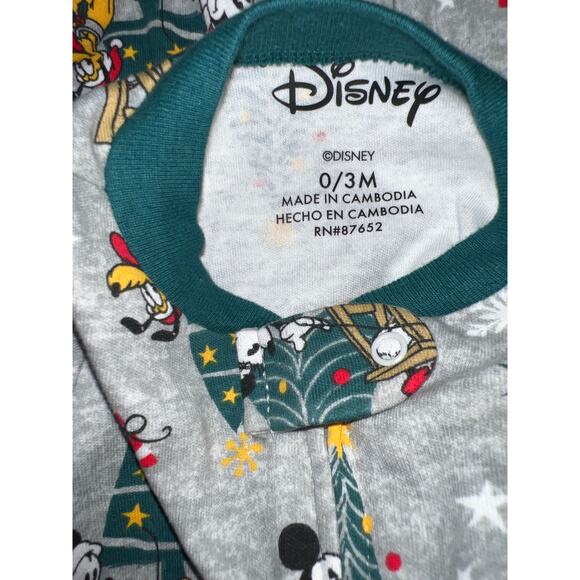 Disney Mickey Mouse Christmas baby one piece christmas footed pajamas size 0/3 - Picture 3 of 4